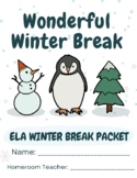 ELA Winter Break Packet - Cover Page and Writing Prompt