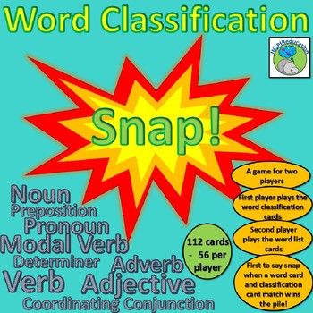 Preview of ELA Word Classification Snap Game - Print, cut and play (9 word classes)