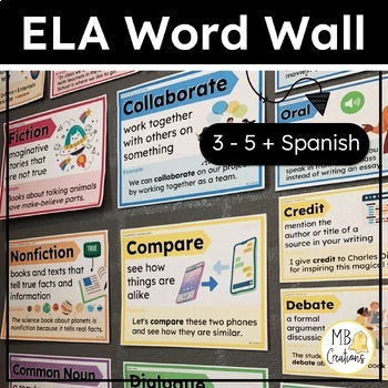 Preview of 3rd/4th/5th ELA Word Wall English/Spanish - Reading & Writing Vocabulary Posters