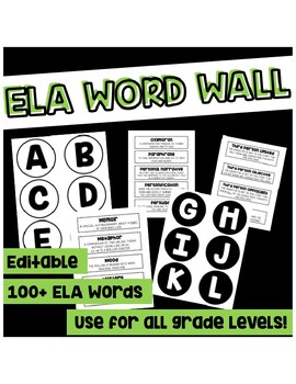 Preview of ELA Word Wall Vocabulary All Grade Levels