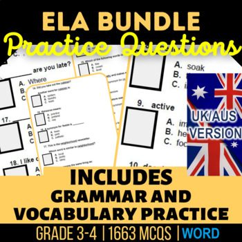 Preview of ELA Workbook Bundle Tenses, Sentence Structure, Context Clues UK/AUS Spelling