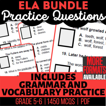 Preview of ELA Worksheets Bundle | Nouns Verbs Adjectives Tenses Context Clues Synonyms