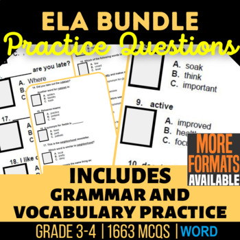 Preview of ELA Worksheets Bundle Tenses, Sentence Structure, Context Clues, Synonyms (Word)
