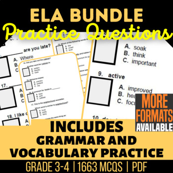 Preview of ELA Worksheets Review Bundle | Tenses Sentence Structure Context Clues Synonyms