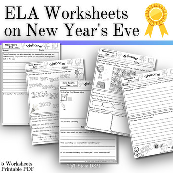 Preview of ELA Worksheets on New Year's Eve - English - Independent Student Work Package