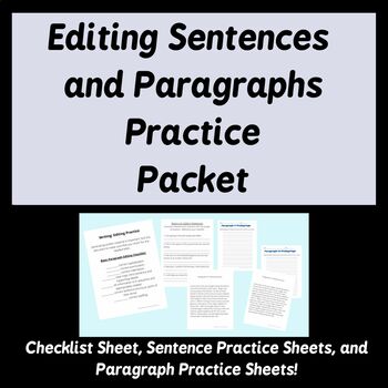 Preview of ELA Writing Packet - Editing Corrections Sentences Paragraph Checklist MS HS