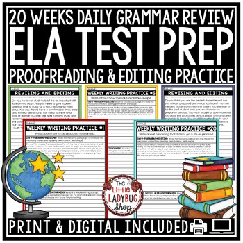 Preview of Paragraph Writing Prompts Test Prep Daily Grammar Review Proofreading Practice
