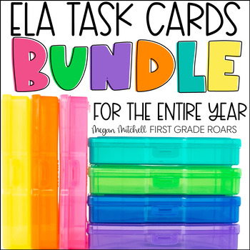 Preview of ELA Year Long Task Card Activity Bundle Centers, Assessments, & More