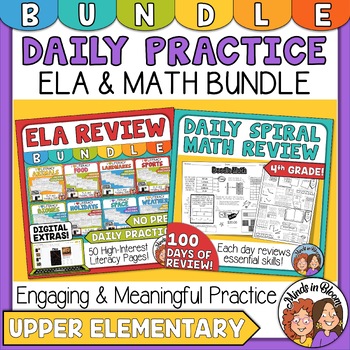 Preview of ELA and Math Spiraled Review Bundle Makes great packets for distance learning