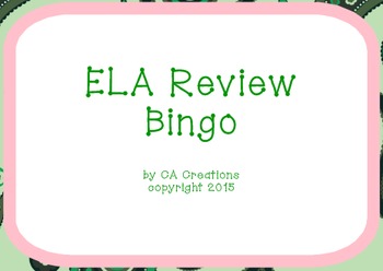 Preview of ELA and Reading Vocabulary Review Bingo (6th grade CCSS/Georgia Milestones)