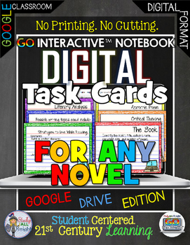 Preview of ELA for Any Novel Digital Task Cards Google Drive