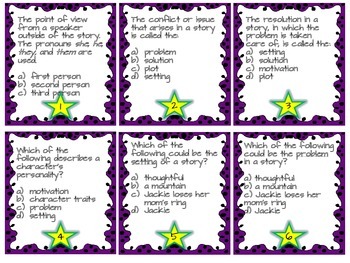 Preview of ELA multiple choice vocabulary task cards FREEBIE