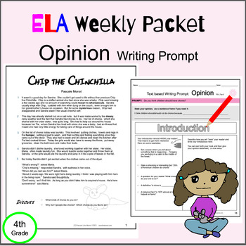 Preview of ELA packet w/opinion prompt,  sentence structure,  enrichment,  test prep