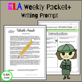 ELA paired text writing, main idea, summary,  weekly work 