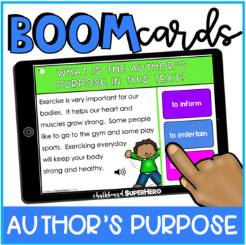 Preview of ELA set one: Author's Purpose Boom Cards™ {distance learning}