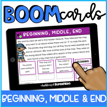 Preview of ELA set one: Beginning, Middle and End Boom Cards™ {distance learning}