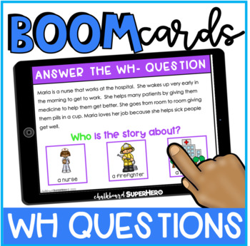 Preview of ELA set one: WH Questions Boom Cards™ {distance learning}