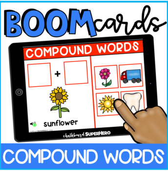 Preview of ELA set two: Compound Words BOOM CARDS {distance learning}
