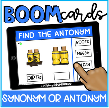 Preview of ELA set two: Synonyms and Antonyms BOOM CARDS {distance learning}