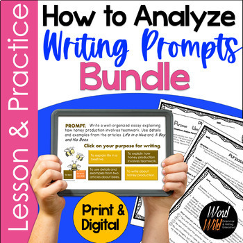 Preview of ELA test prep analyzing state test writing prompts 5th grade 6th grade bundle