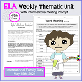 ELA thematic unit International Family Day May 15th inform