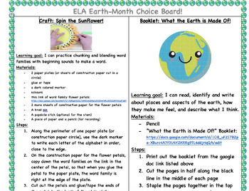 Preview of ELA virtual learning choice board