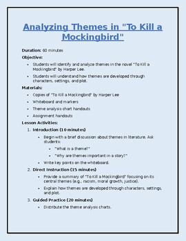 Preview of Analyzing Themes in "To Kill A Mockingbird"