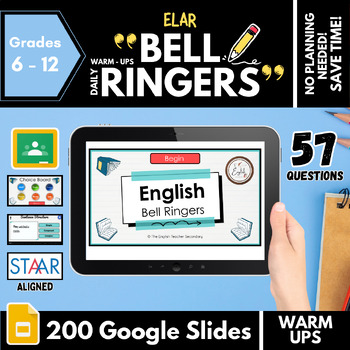 Preview of Daily ELAR Bell Ringers Warm Ups