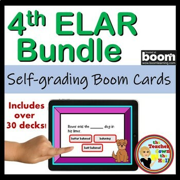 Preview of ELAR Boom Cards Bundle Digital Reading, Vocabulary & Grammar 40 ELAR Activities