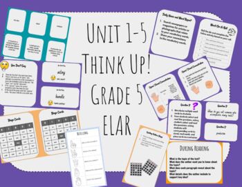 Preview of ELAR- Think Up! Unit 1-5 5th Grade