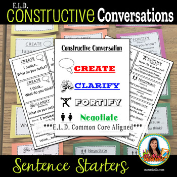 Preview of ELD Constructive Conversation Sentence Starters Common Core Aligned