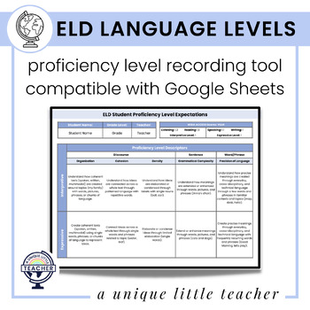 Preview of ELD Proficiency Record | 2020 WIDA Proficiency Level Descriptors for Google™