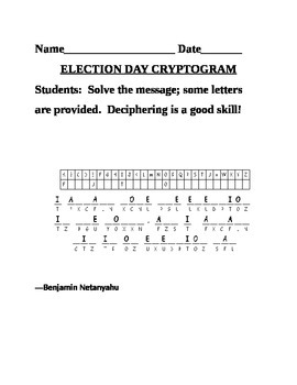 Preview of ELECTION DAY CRYPTOGRAM