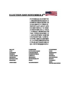 Preview of ELECTION DAY WORD SEARCH