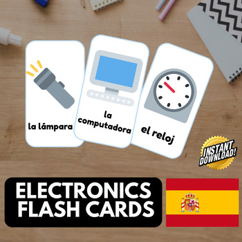 Preview of ELECTRONICS SPANISH Edition (22 emoji pictures) • Montessori Cards • Flash Cards