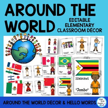 Preview of Elementary Classroom Decor World Themed Posters, Bulletin Board, Signs