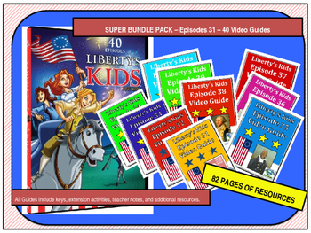 Preview of ELEMENTARY- Liberty's Kids Video Guide Super Bundle Pack #31 - #40