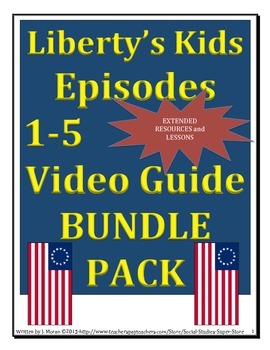 Preview of ELEMENTARY- Liberty's Kids Video Guide BUNDLE PACK#1- #5