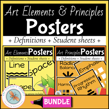 ELEMENTS AND PRINCIPLES OF ART posters, activities by One Teacher's Journey