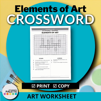 ELEMENTS OF ART CROSSWORD PUZZLE by Picassas Palette TPT