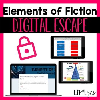 Preview of Elements of Fiction Digital Escape Room - Reading Comprehension & More