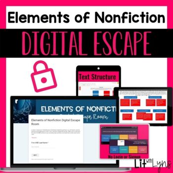 Preview of ELEMENTS OF NONFICTION DIGITAL ESCAPE ROOM - READING COMPREHENSION