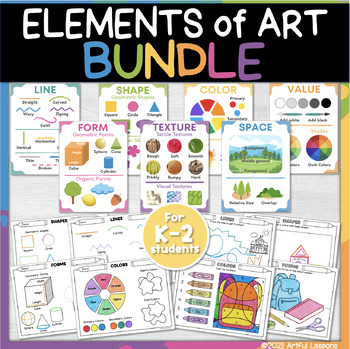Preview of ELEMENTS of ART Bundle – Art Posters and Lessons - Elementary Art Curriculum