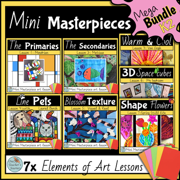 ELEMENTS of ART MEGABundle - 6 individual art lessons for K-2nd grade