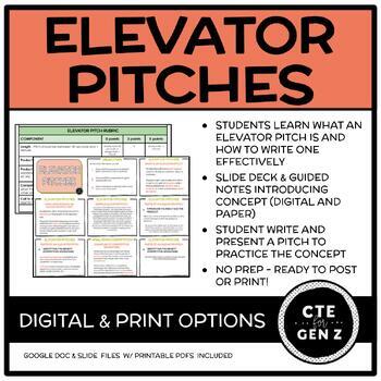 Preview of ELEVATOR PITCHES - HOW TO WRITE AN ELEVATOR PITCH - NO PREP!