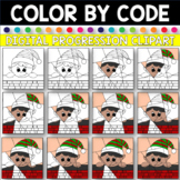 ELF Color by Code Progression Digital Clip Art CHRISTMAS FREEBIE