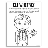 ELI WHITNEY Inventor Coloring Page Poster Craft | STEM Wor
