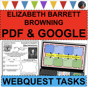 Preview of ELIZABETH BARRETT BROWNING Poet WebQuest Poetry Biography Notes (PDF & DIGITAL)