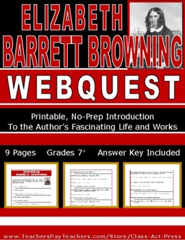 Preview of ELIZABETH BARRETT BROWNING Webquest | Worksheets | Printables