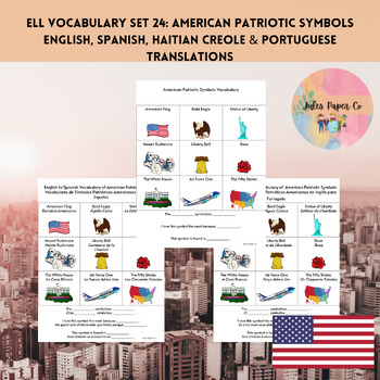 Preview of ELL American Patriotic Symbols Vocabulary Translated from English